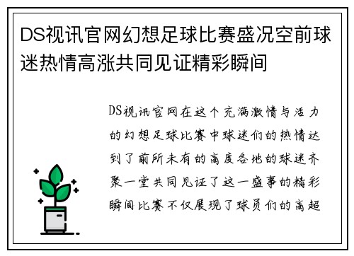 DS视讯官网幻想足球比赛盛况空前球迷热情高涨共同见证精彩瞬间