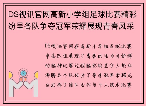 DS视讯官网高新小学组足球比赛精彩纷呈各队争夺冠军荣耀展现青春风采